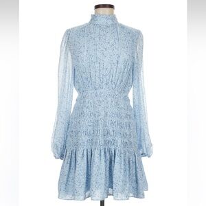 House of Harlow light pastel blue floral print boho spring dress -M